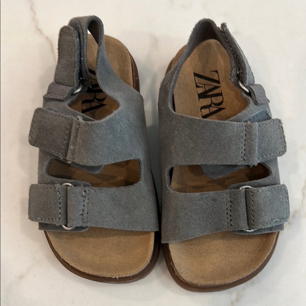 Zara Gray Sandals Comfortable Two-Strap Design